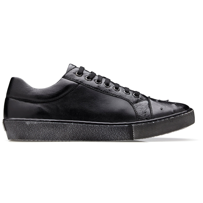 Belvedere Jacob Ostrich & Calfskin Sneakers Black