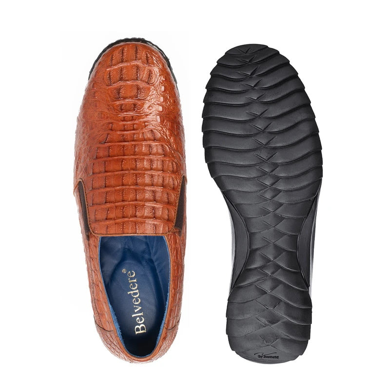 Belvedere Jasper Caiman Hornback Shoes Brandy