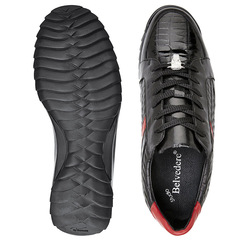 Belvedere Joel Crocodile & Calf Sneakers Black