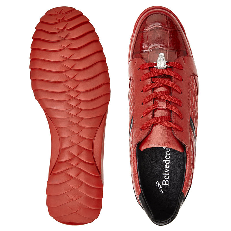 Belvedere Joel Crocodile & Calf Sneakers Red