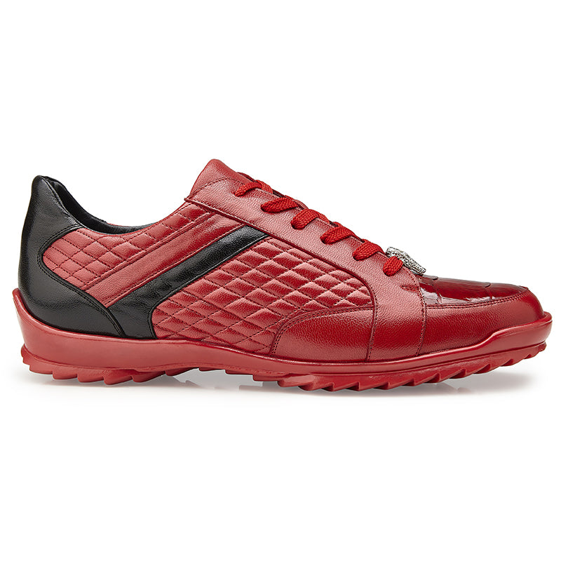 Belvedere Joel Crocodile & Calf Sneakers Red