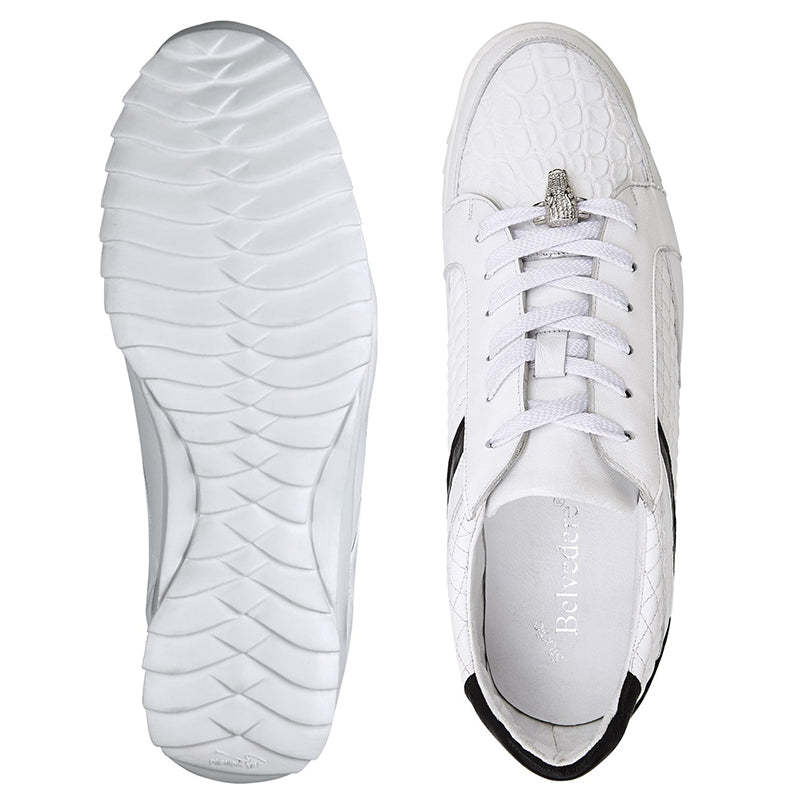 Belvedere Joel Crocodile & Calf Sneakers White