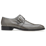 Belvedere Josh Ostrich Monk Strap Shoes Gray
