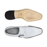 Belvedere Josh Ostrich Monk Strap Shoes White