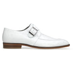 Belvedere Josh Ostrich Monk Strap Shoes White