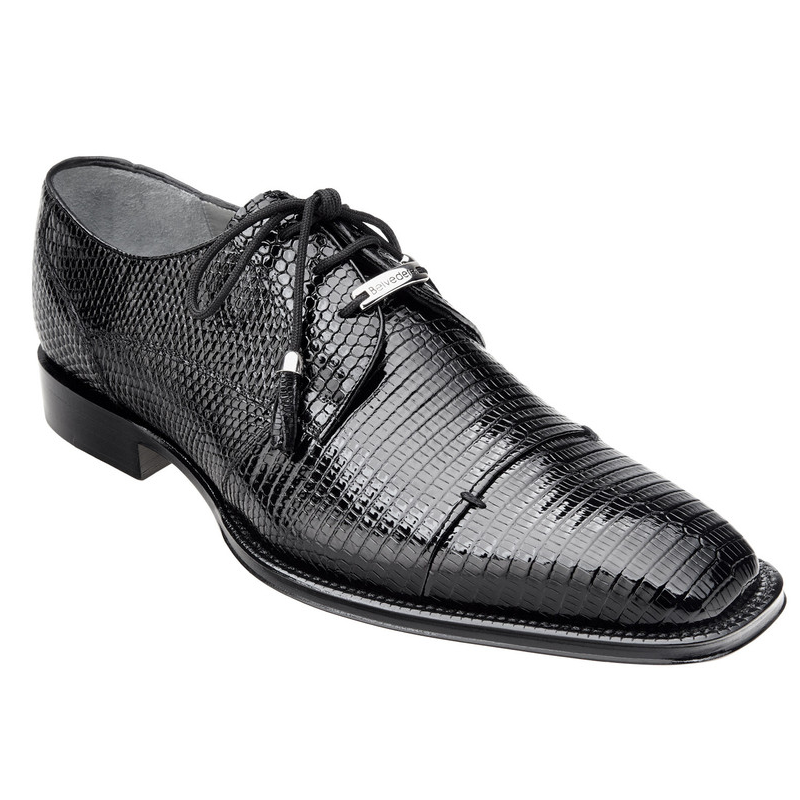 Belvedere Karmelo Lizard Cap Toe Shoes Black