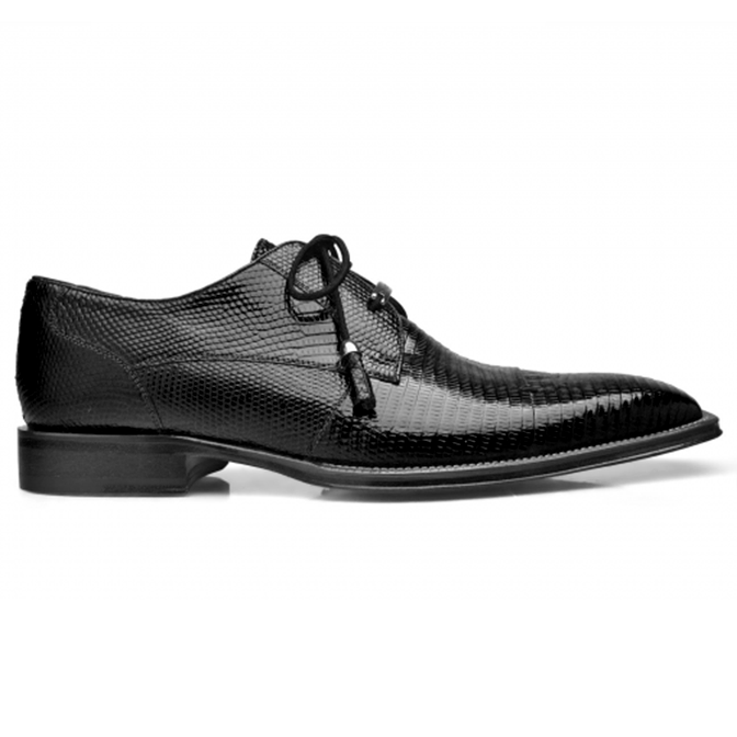 Belvedere Karmelo Lizard Cap Toe Shoes Black