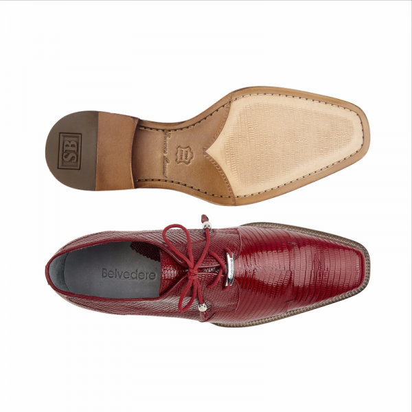 Belvedere Karmelo Lizard Cap Toe Shoes Red