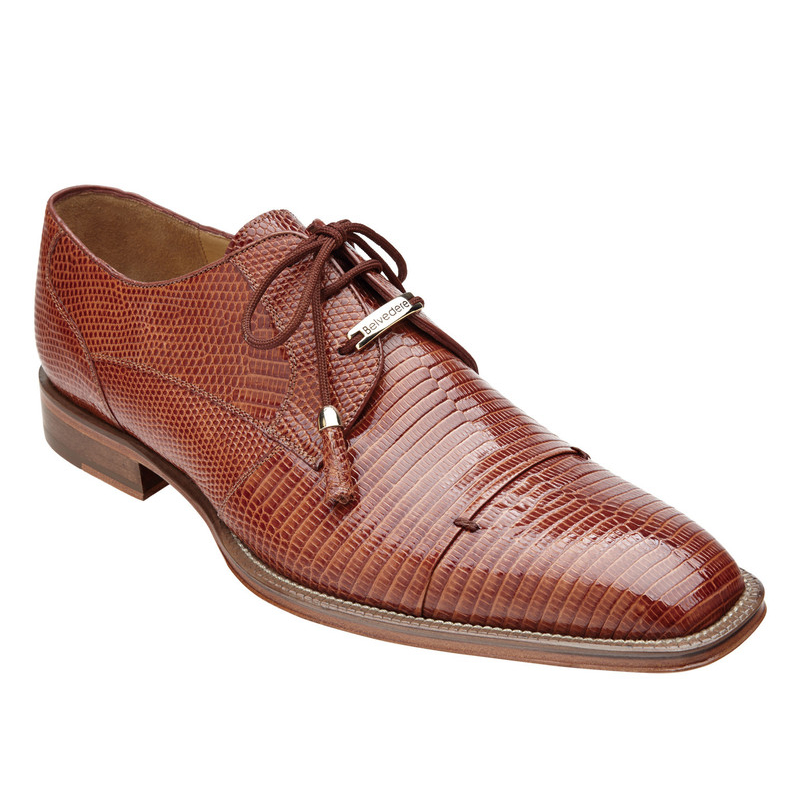 Belvedere Karmelo Lizard Cap Toe Shoes Tan