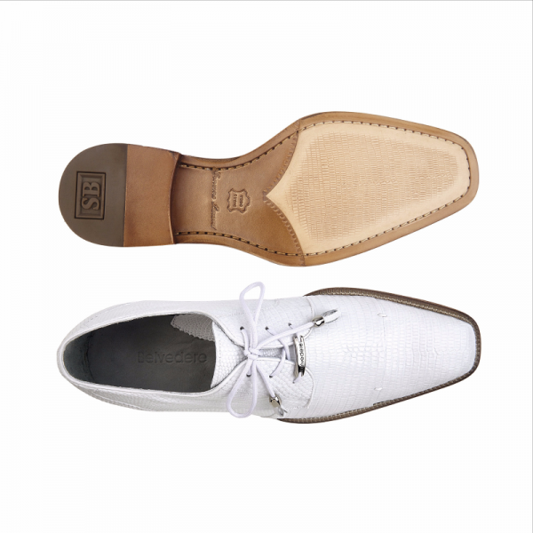 Belvedere Karmelo Lizard Cap Toe Shoes White