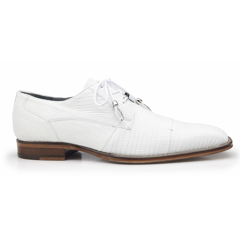 Belvedere Karmelo Lizard Cap Toe Shoes White