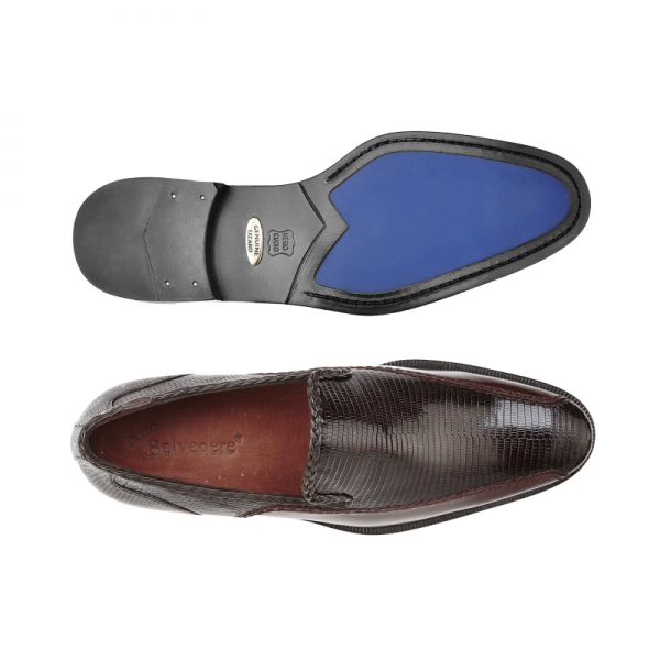 Belvedere Karmine Lizard & Calfskin Loafers Antique Tobacco