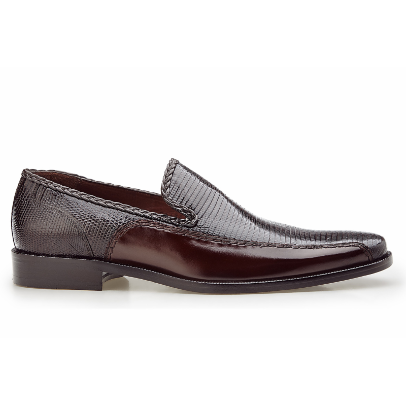 Belvedere Karmine Lizard & Calfskin Loafers Antique Tobacco