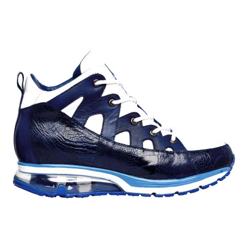 Belvedere Kevin Ostrich Leg & Calf High Top Sneakers Royal Blue / White