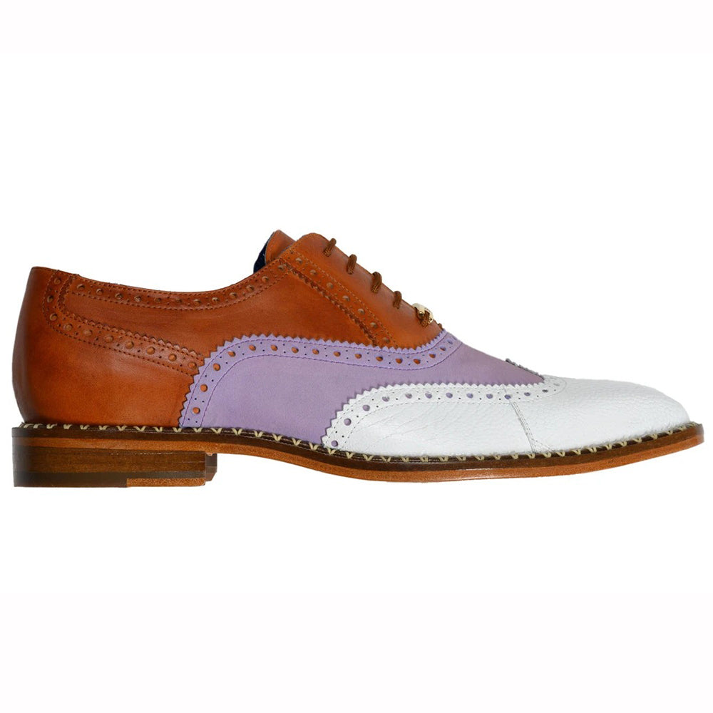 Belvedere Kurt Ostrich / Suede / Calfskin Shoes Almond / Plum / White