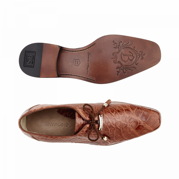 Belvedere Lago Alligator Dress Shoes Cognac (14010)