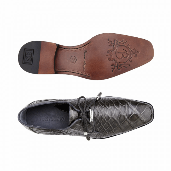 Belvedere Lago Alligator Dress Shoes Gray