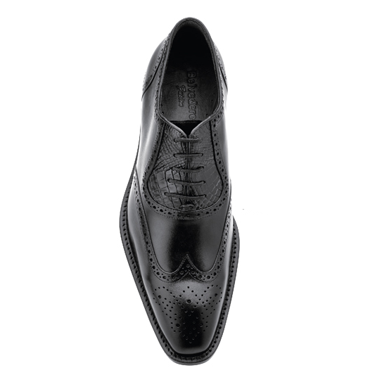 Belvedere Lago Calfskin & Alligator Wingtip Brogues Black