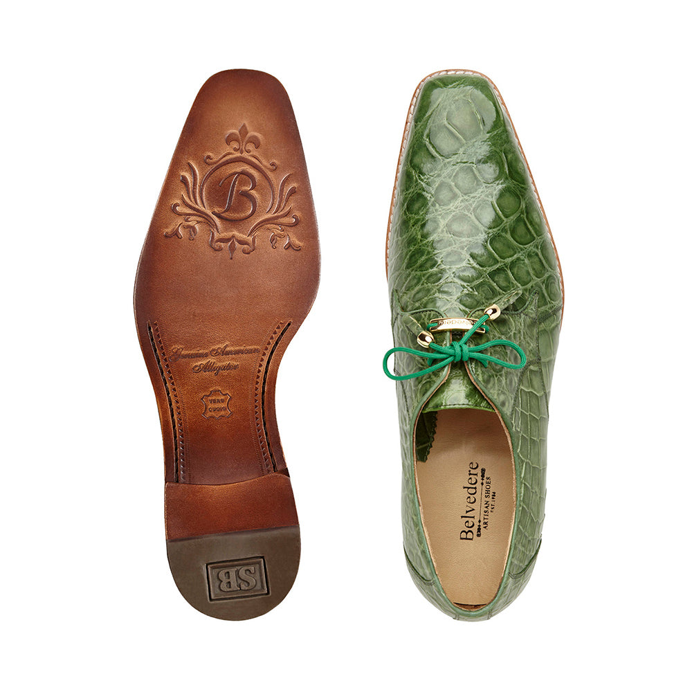 Belvedere Lago Genuine American Alligator Shoes Pistacchio