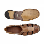 Belvedere Land Alligator & Calfskin Sandals Antique Almond