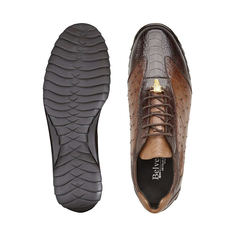 Belvedere Lando Genuine Ostrich Leg / Calfskin Sneakers Brown / Tabac
