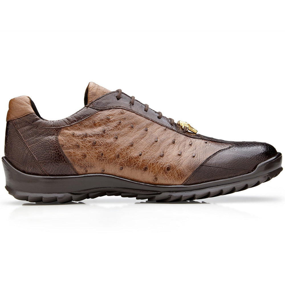 Belvedere Lando Genuine Ostrich Leg / Calfskin Sneakers Brown / Tabac