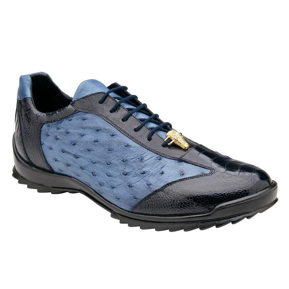 Belvedere Lando Genuine Ostrich Leg / Calfskin Sneakers Navy / Blue