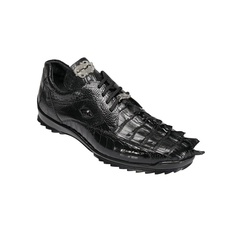 Belvedere Lazzaro Hornback & Ostrich Sneakers Black