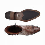 Belvedere Libero Quilted Leather & Alligator Cap Toe Boots Antique Maple