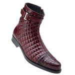 Belvedere Libero Quilted Leather & Alligator Cap Toe Boots Antique Wine