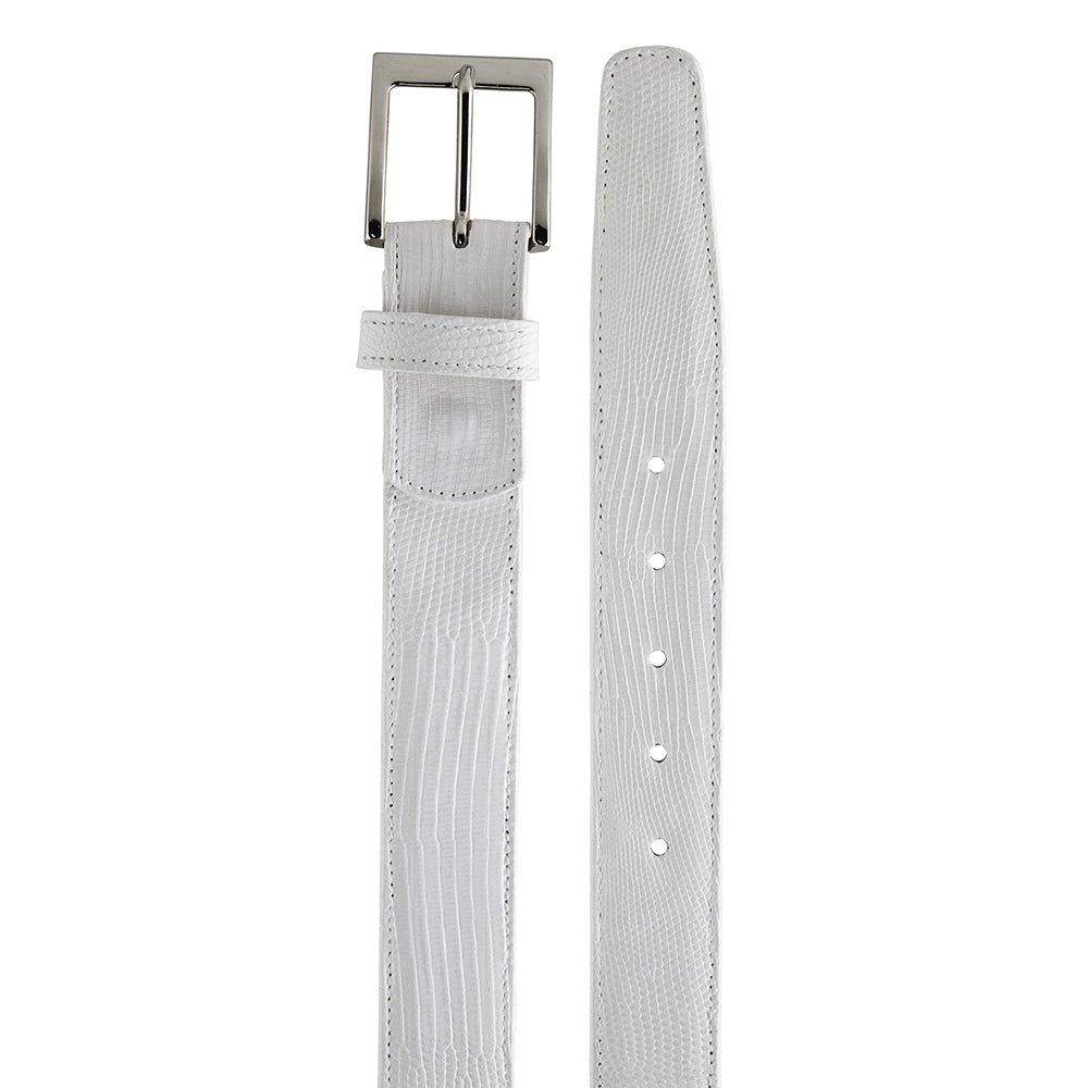 Belvedere Lizard Belt White