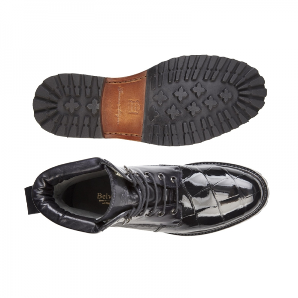 Belvedere Logan Alligator & Calfskin Boots Black
