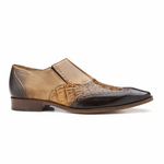 Belvedere Lucas Crocodile & Calfskin Wingtip Shoes Brown / Camel / Tabac