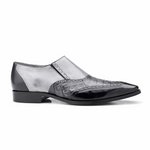 Belvedere Lucas Crocodile & Calfskin Wingtip Shoes Dark Gray / Gray / Light Gray