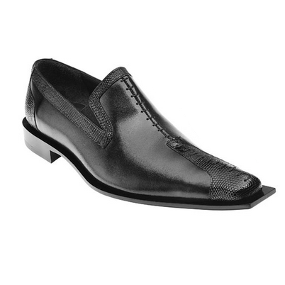 Belvedere Luigi Lizard & Calfskin Loafers Black