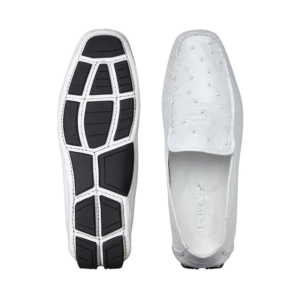 Belvedere Luis Ostrich Shoes White