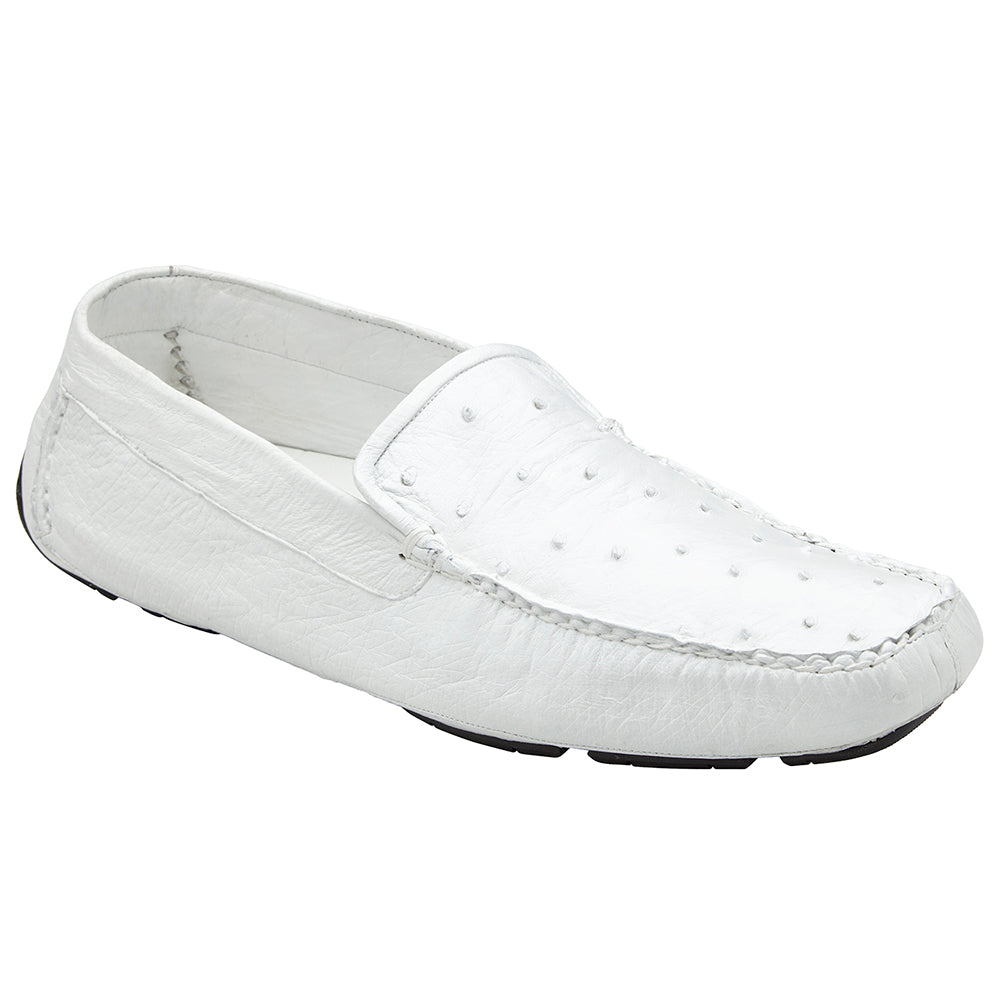Belvedere Luis Ostrich Shoes White