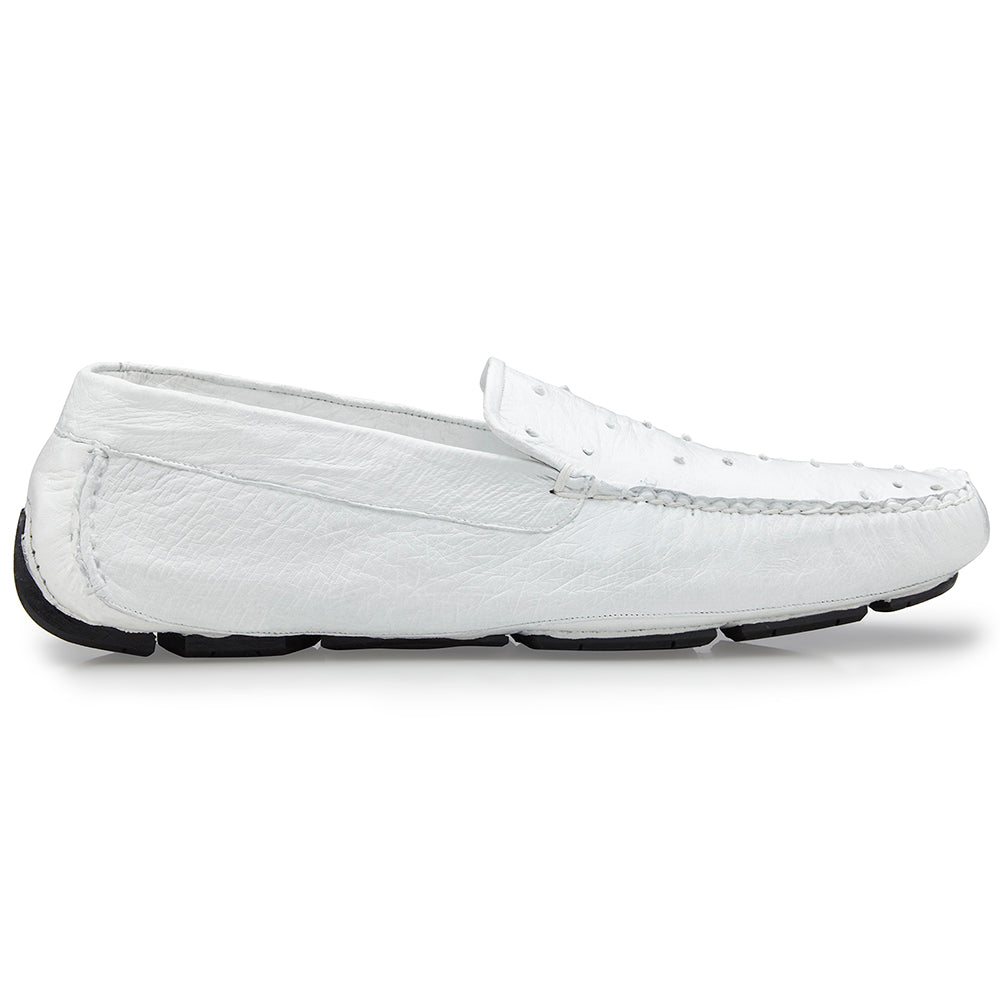 Belvedere Luis Ostrich Shoes White