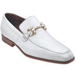 Belvedere Luna Shark Skin Bit Loafers White