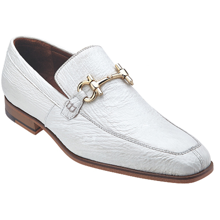 Belvedere Luna Shark Skin Bit Loafers White
