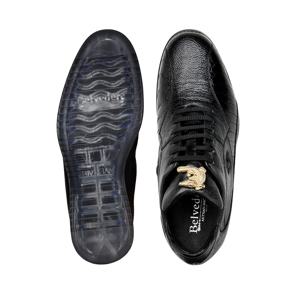 Belvedere Lupo Ostrich / Calfskin Sneakers Black