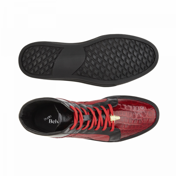 Belvedere Magic II Crocodile High Top Sneakers Red/Black
