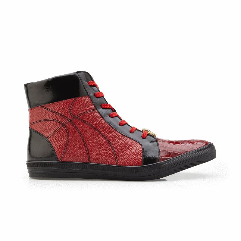 Belvedere Magic II Crocodile High Top Sneakers Red/Black