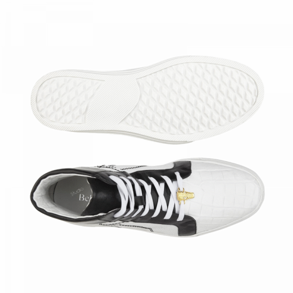 Belvedere Magic II Crocodile High Top Sneakers White/Black