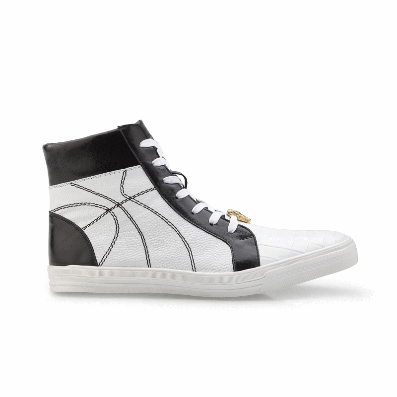 Belvedere Magic II Crocodile High Top Sneakers White/Black