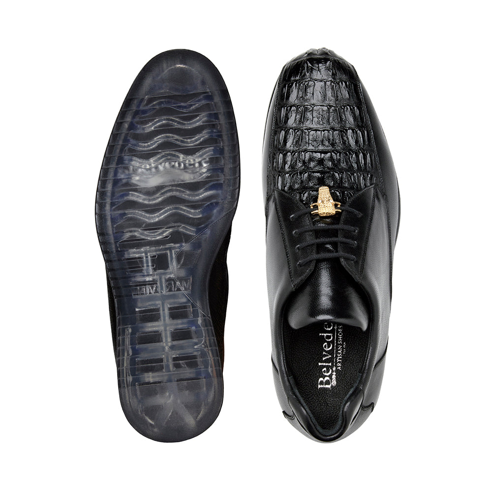 Belvedere Marcus Hornback Crocodile / Calfskin Sneakers Black