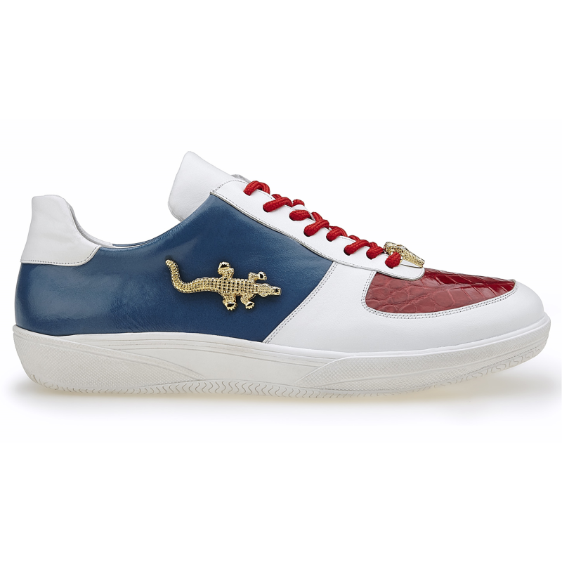 Belvedere Mario Crocodile & Calfskin Sneakers Red / White / Navy