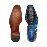 Belvedere Mario Genuine Alligator / Italian Leather Sandals Black