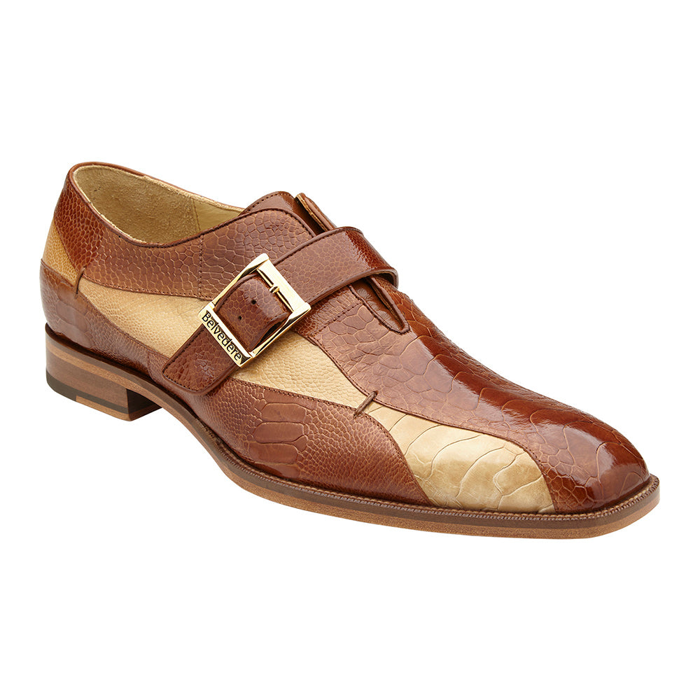 Belvedere Marte Genuine Ostrich Shoes Antique Camel / Antique Bone
