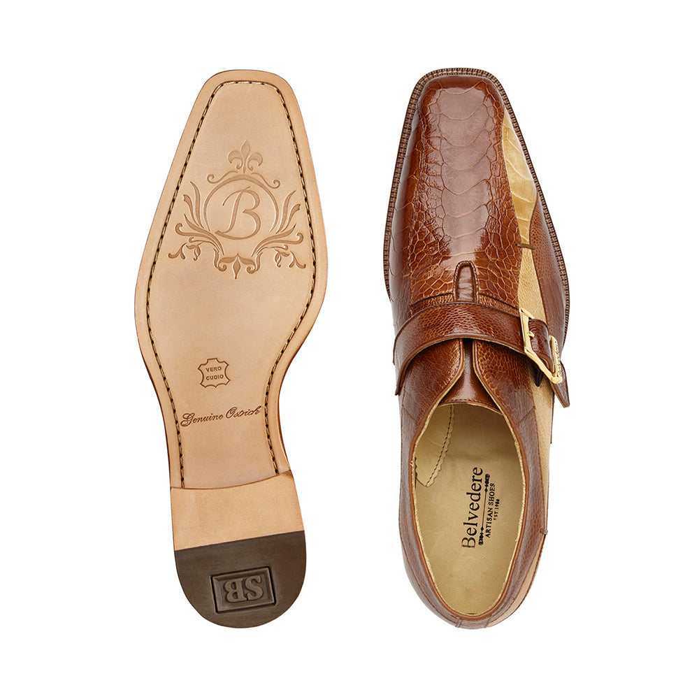 Belvedere Marte Genuine Ostrich Shoes Antique Camel / Antique Bone